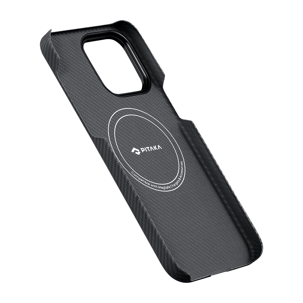 iPhone 14 Pro Kılıf M-safe Şarj Özellikli 600D Aramid Karbon Fiber Pitaka Tactile Woven Orchestra Serisi Rhapsody Kılıf