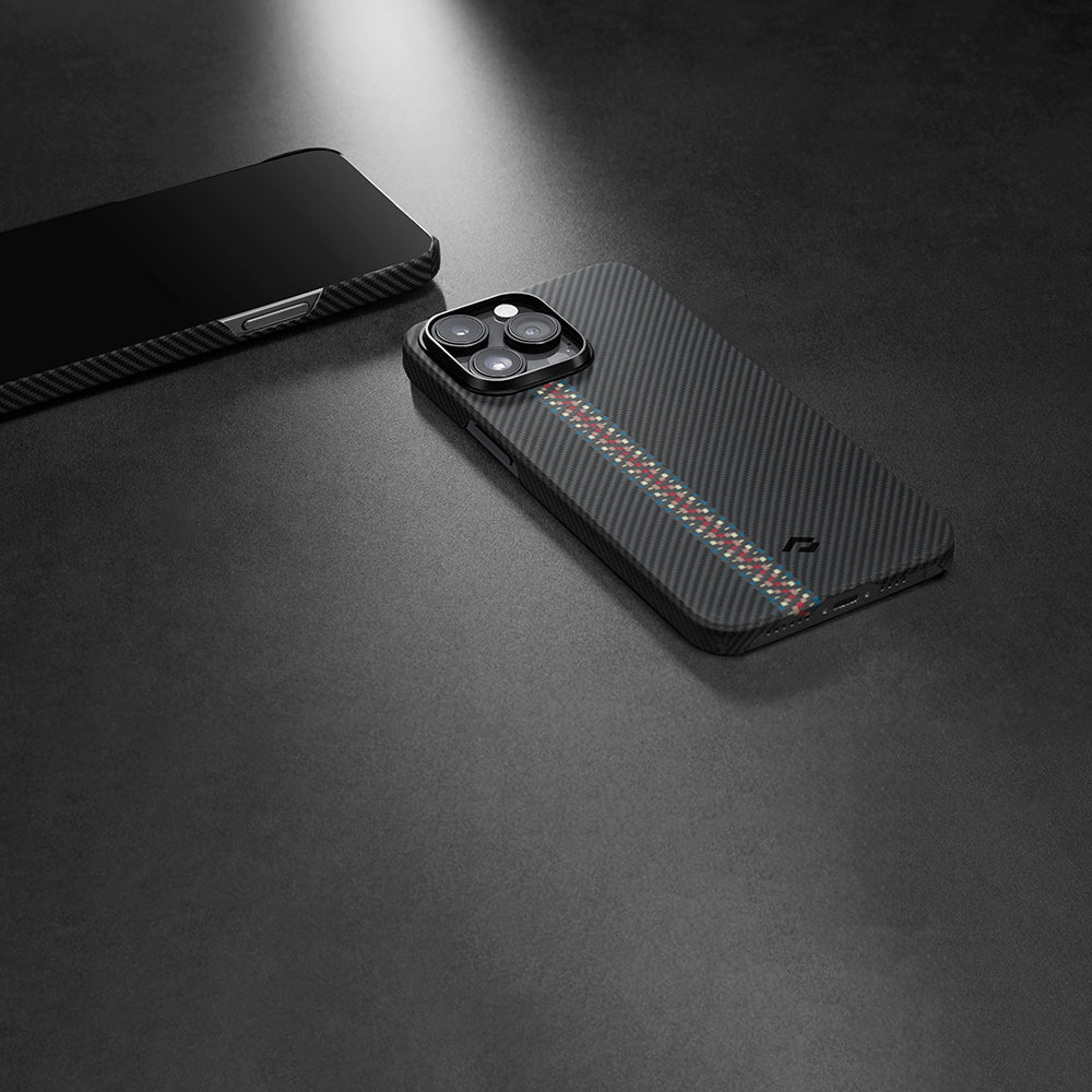 iPhone 14 Pro Kılıf M-safe Şarj Özellikli 600D Aramid Karbon Fiber Pitaka Tactile Woven Orchestra Serisi Rhapsody Kılıf