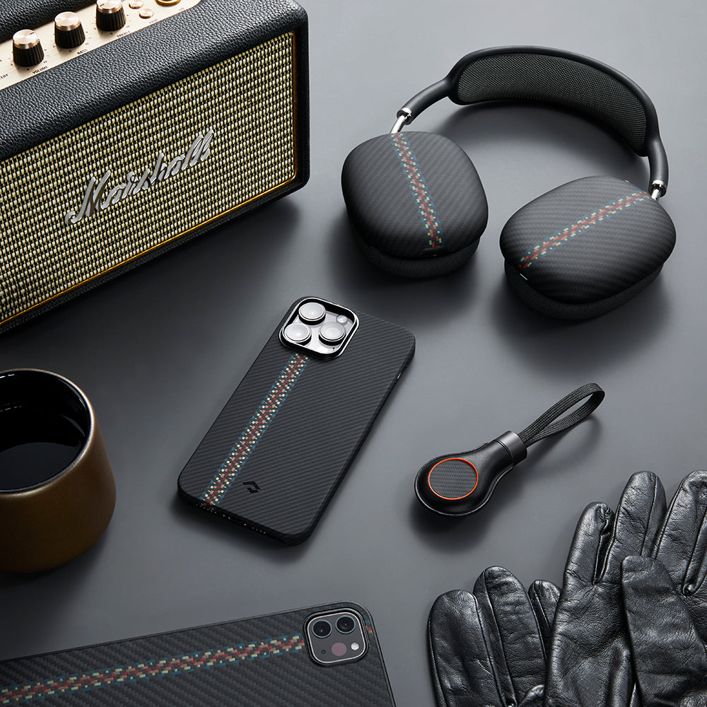 iPhone 14 Pro Kılıf M-safe Şarj Özellikli 600D Aramid Karbon Fiber Pitaka Tactile Woven Orchestra Serisi Rhapsody Kılıf