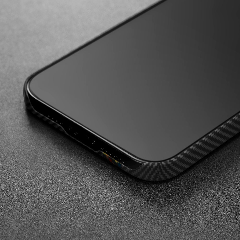 iPhone 14 Pro Kılıf M-safe Şarj Özellikli 600D Aramid Karbon Fiber Pitaka Tactile Woven Orchestra Serisi Rhapsody Kılıf