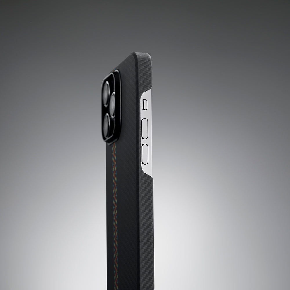 iPhone 14 Pro Kılıf M-safe Şarj Özellikli 600D Aramid Karbon Fiber Pitaka Tactile Woven Orchestra Serisi Rhapsody Kılıf