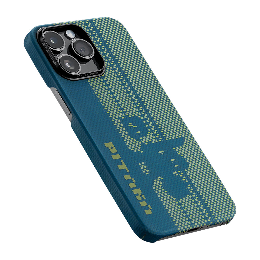 iPhone 14 Pro Kılıf M-safe Şarj Özellikli Aramid Fiber Pitaka Tactile Woven Pixel Game Kılıf