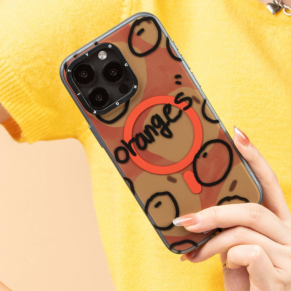 iPhone 14 Pro Kılıf M-safe Şarj Özellikli Bee Brown Tasarımlı Youngkit Funny Serisi Kılıf