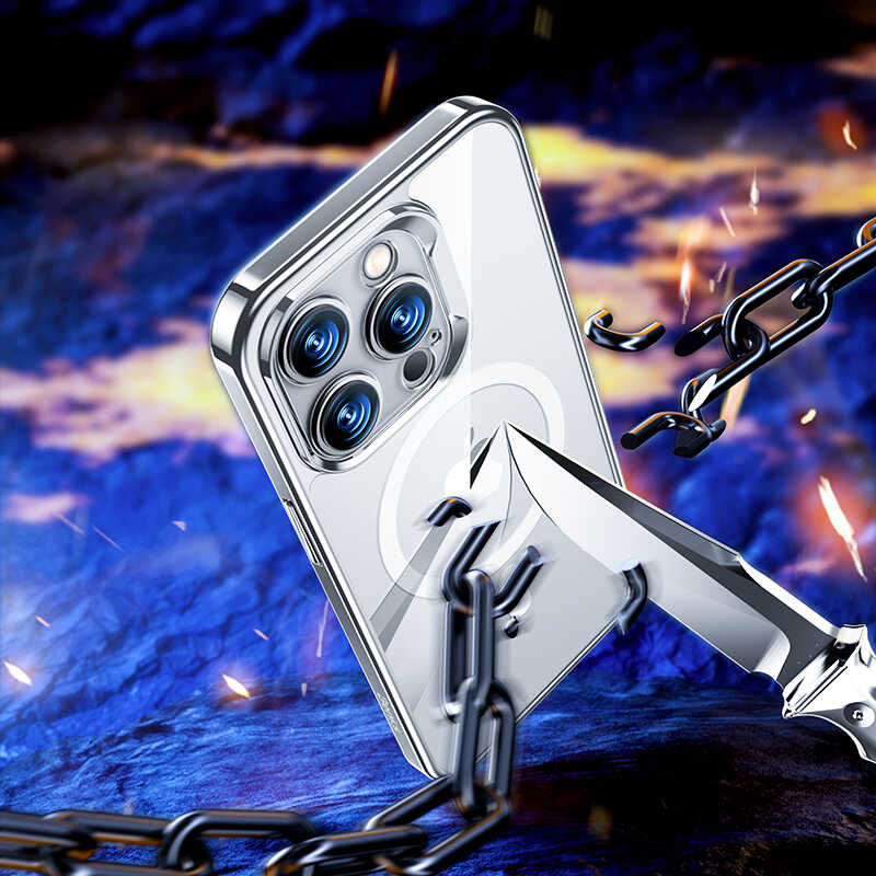 iPhone 14 Pro Kılıf M-safe Şarj Özellikli Cam Yüzey Ekran Koruyuculu Benks Electroplated Kılıf