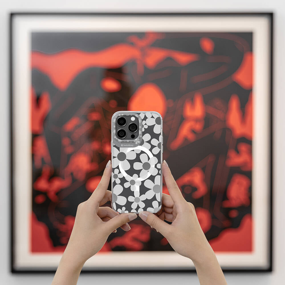 iPhone 14 Pro Kılıf M-safe Şarj Özellikli Çift IMD Baskılı Lisanslı Switcheasy Artist-M Fleur Kılıf