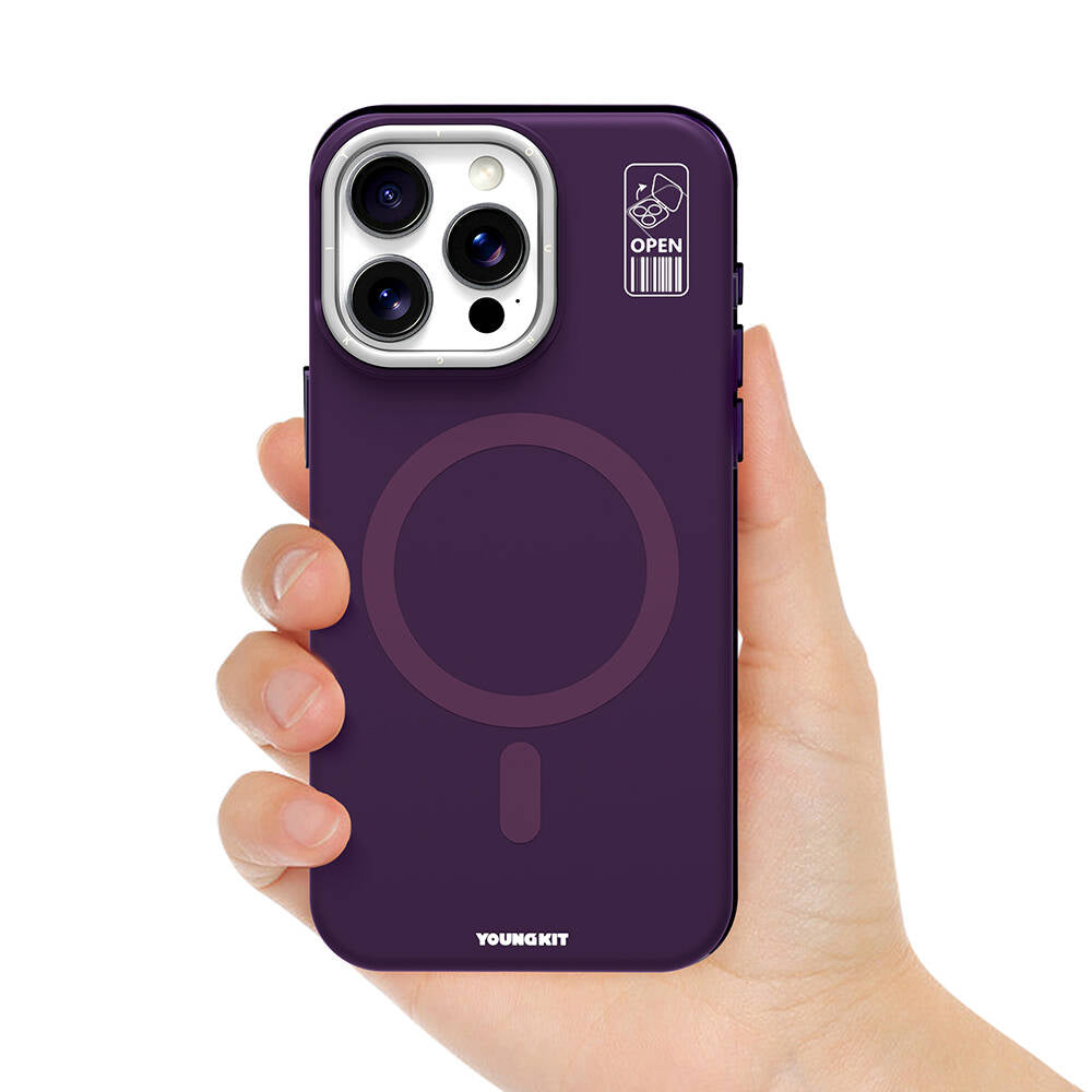 iPhone 14 Pro Kılıf M-safe Şarj Özellikli Kamera Standlı Youngkit Bitty Cream Kılıf
