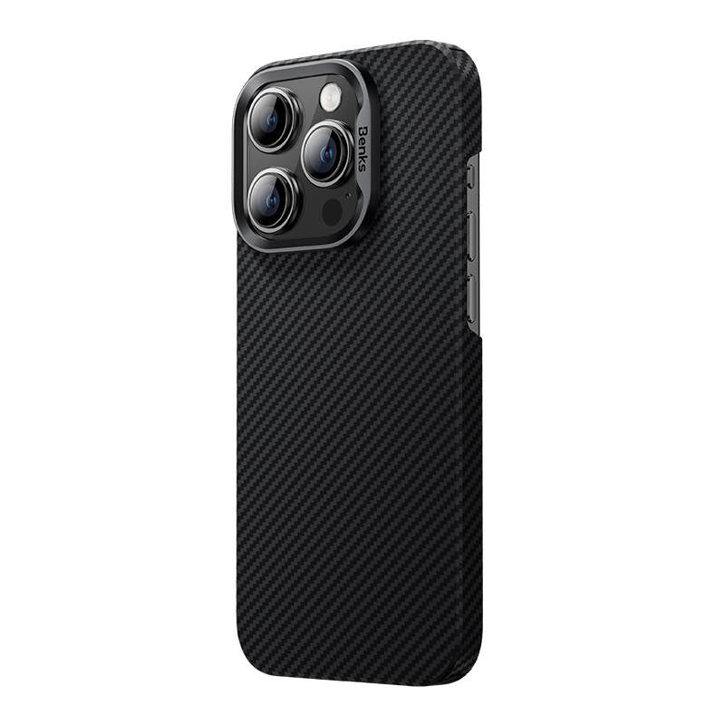 iPhone 14 Pro Kılıf M-safe Şarj Özellikli Karbon Fiber Benks MFM Lisanslı 600D Essential Kevlar Kılıf