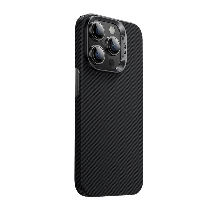 iPhone 14 Pro Kılıf M-safe Şarj Özellikli Karbon Fiber Benks MFM Lisanslı 600D Essential Kevlar Kılıf