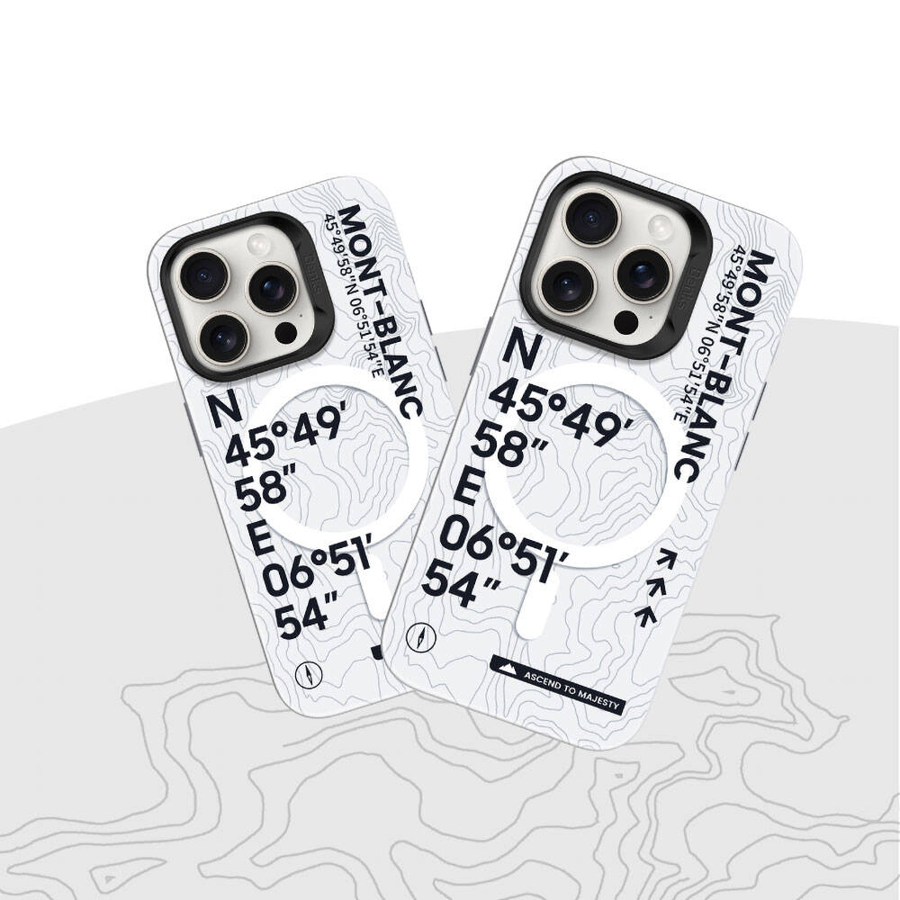 iPhone 14 Pro Kılıf M-safe Şarj Özellikli Koordinat Yazı Desenli Benks Summit Serisi Kılıf