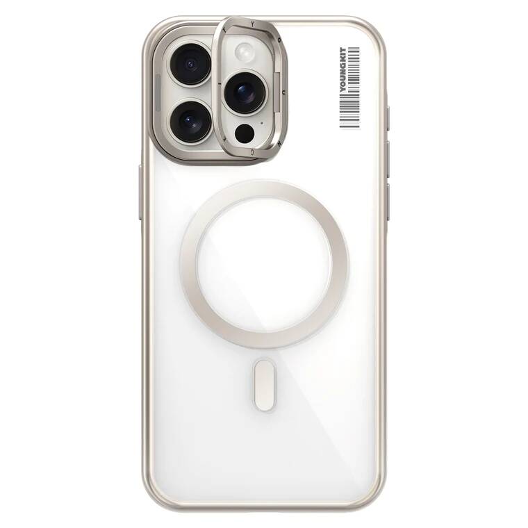 iPhone 14 Pro Kılıf M-safe Şarj Özellikli Sararma Önleyici Youngkit Crystal Grid Kılıf
