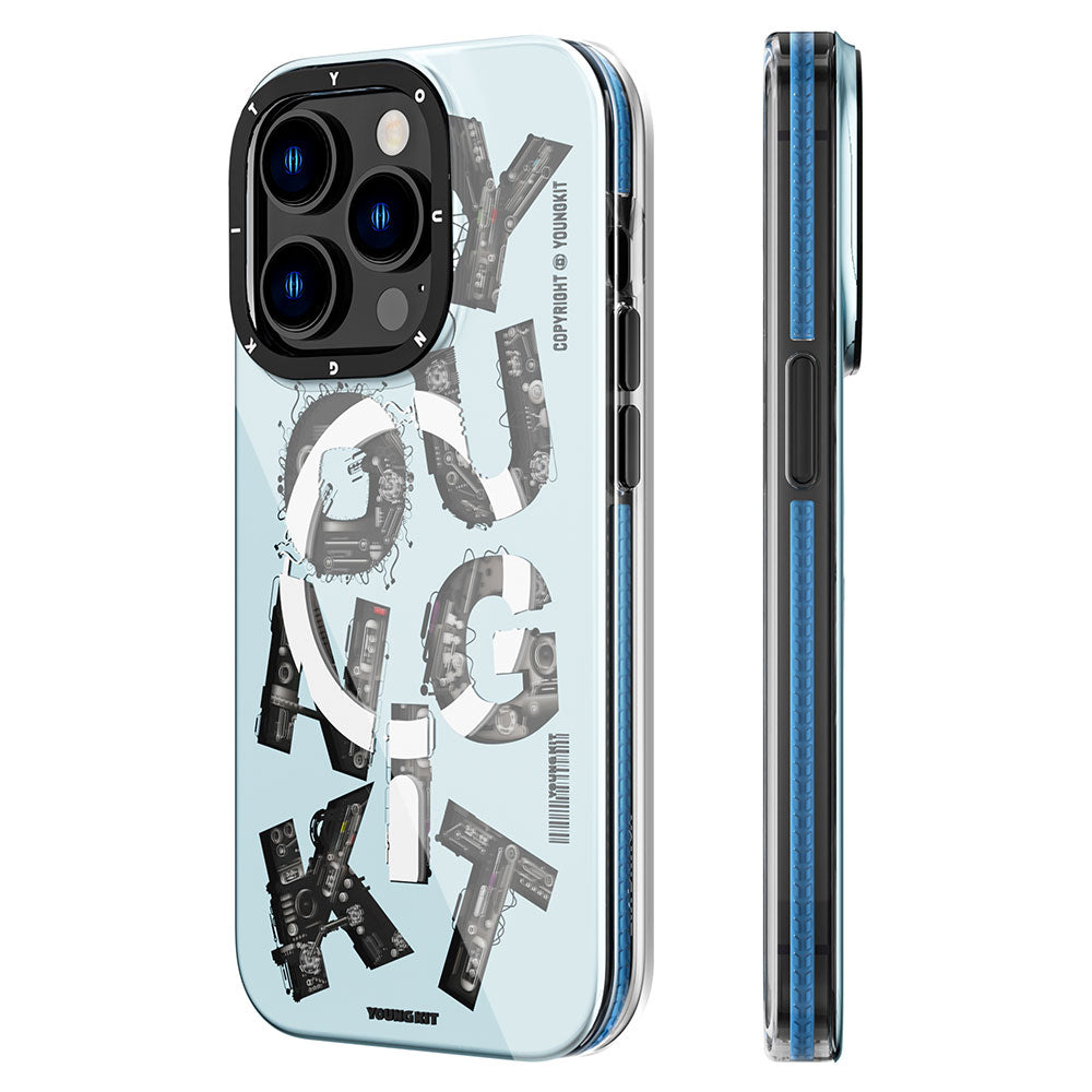 iPhone 14 Pro Kılıf M-safe Şarj Özellikli Yazı Temalı YoungKit Mechanic Serisi Kılıf