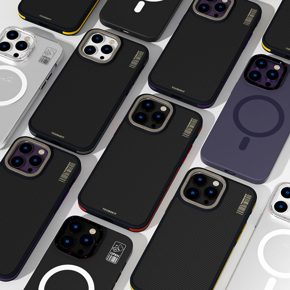 iPhone 14 Pro Kılıf M-safe Şarj Özellikli YoungKit 600D Kevlar Kılıf