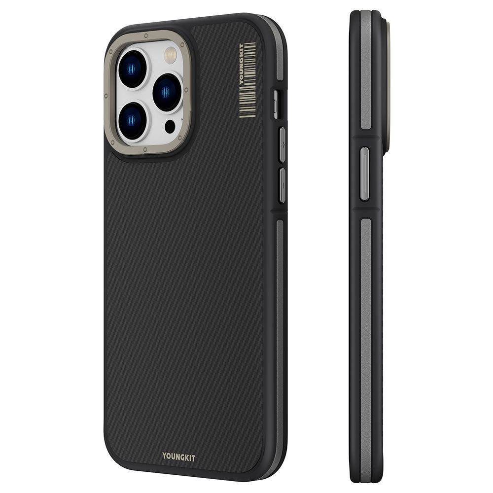 iPhone 14 Pro Kılıf M-safe Şarj Özellikli YoungKit 600D Kevlar Kılıf