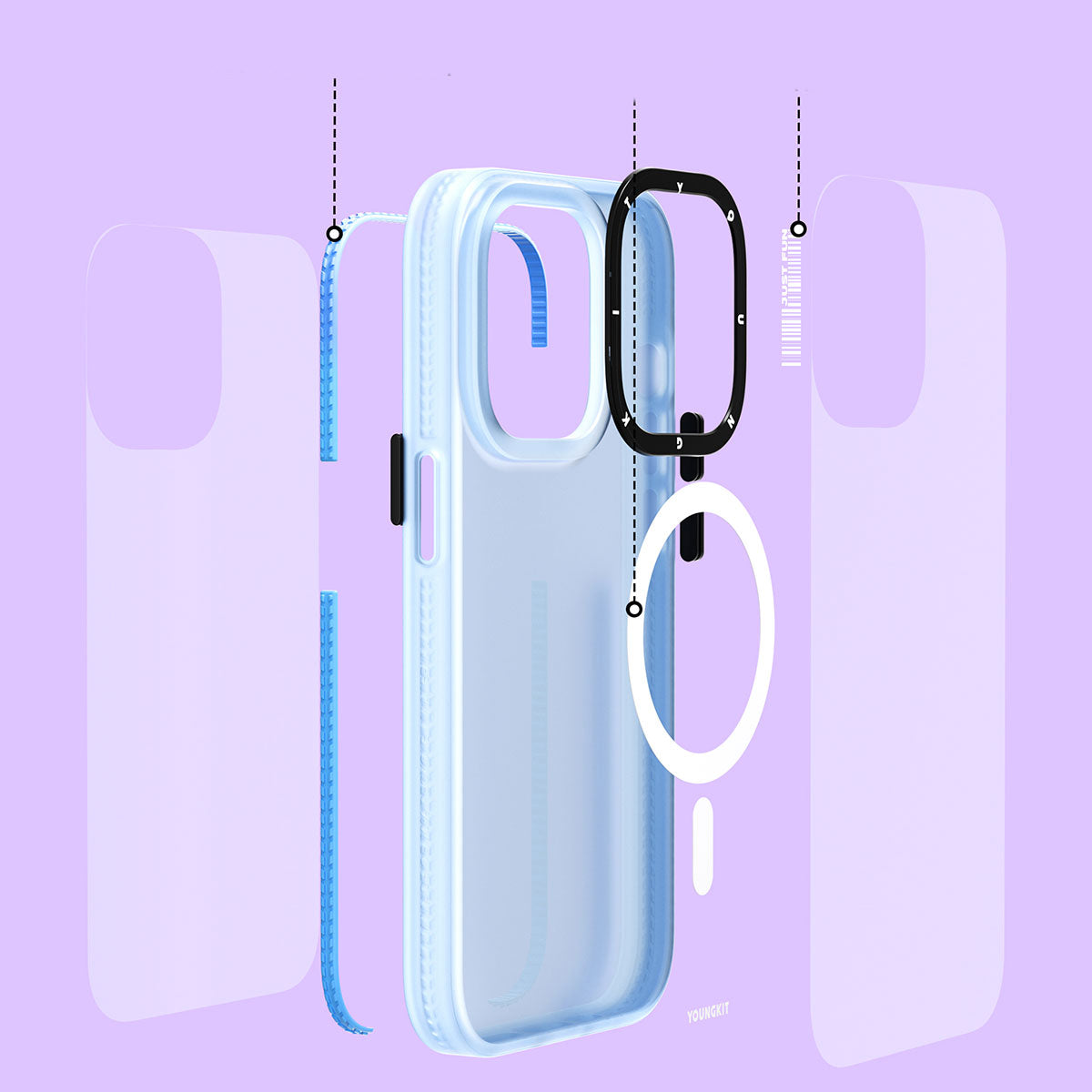 iPhone 14 Pro Kılıf M-safe Şarj Özellikli Youngkit Colored Sand Serisi Kılıf