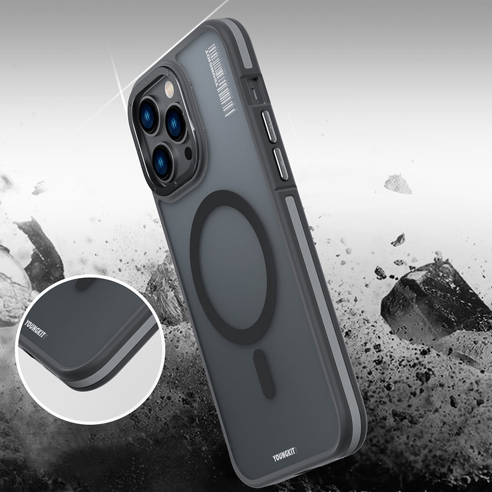 iPhone 14 Pro Kılıf M-safe Şarj Özellikli Youngkit Rock Sand Serisi Kılıf