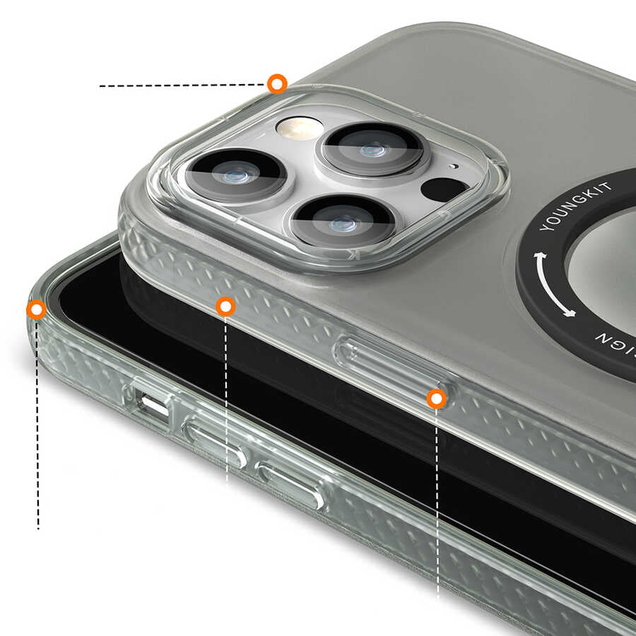 iPhone 14 Pro Kılıf M-safe Şarj Özellikli Youngkit Rock Serisi Kılıf