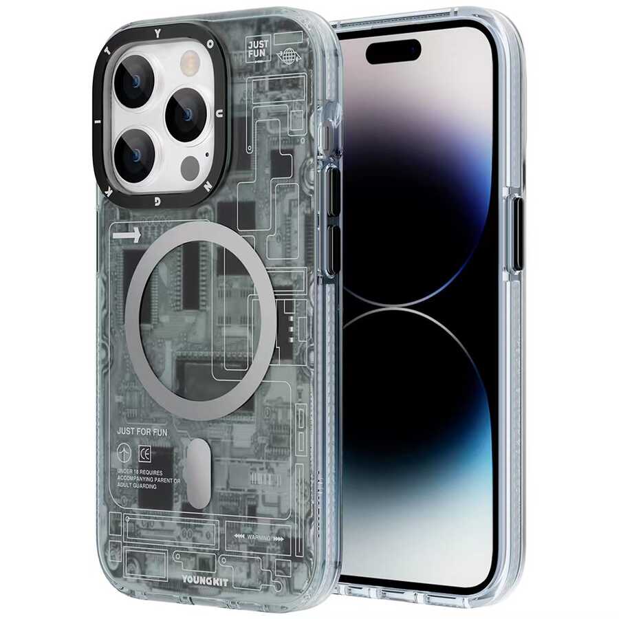 iPhone 14 Pro Kılıf M-safe Şarj Özellikli YoungKit Technology Serisi Kılıf