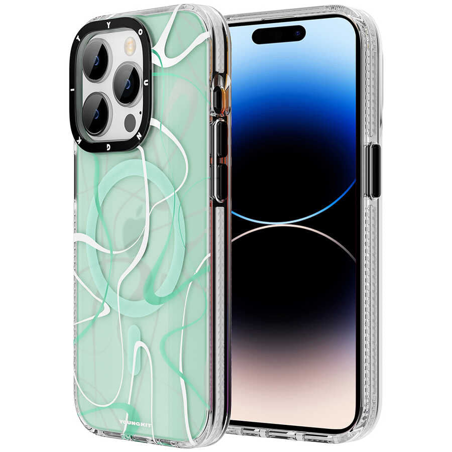 iPhone 14 Pro Kılıf M-safe Şarj Özellikli Youngkit Water-Ink Serisi Kılıf