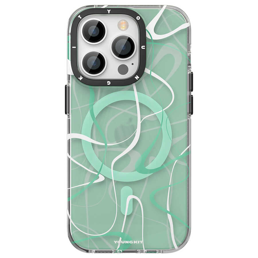 iPhone 14 Pro Kılıf M-safe Şarj Özellikli Youngkit Water-Ink Serisi Kılıf