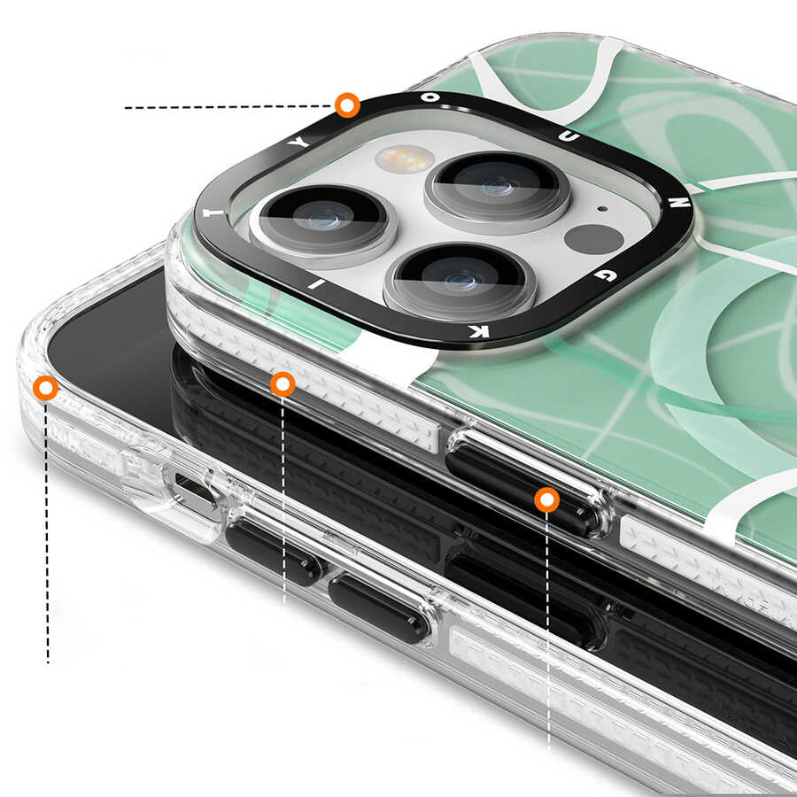 iPhone 14 Pro Kılıf M-safe Şarj Özellikli Youngkit Water-Ink Serisi Kılıf