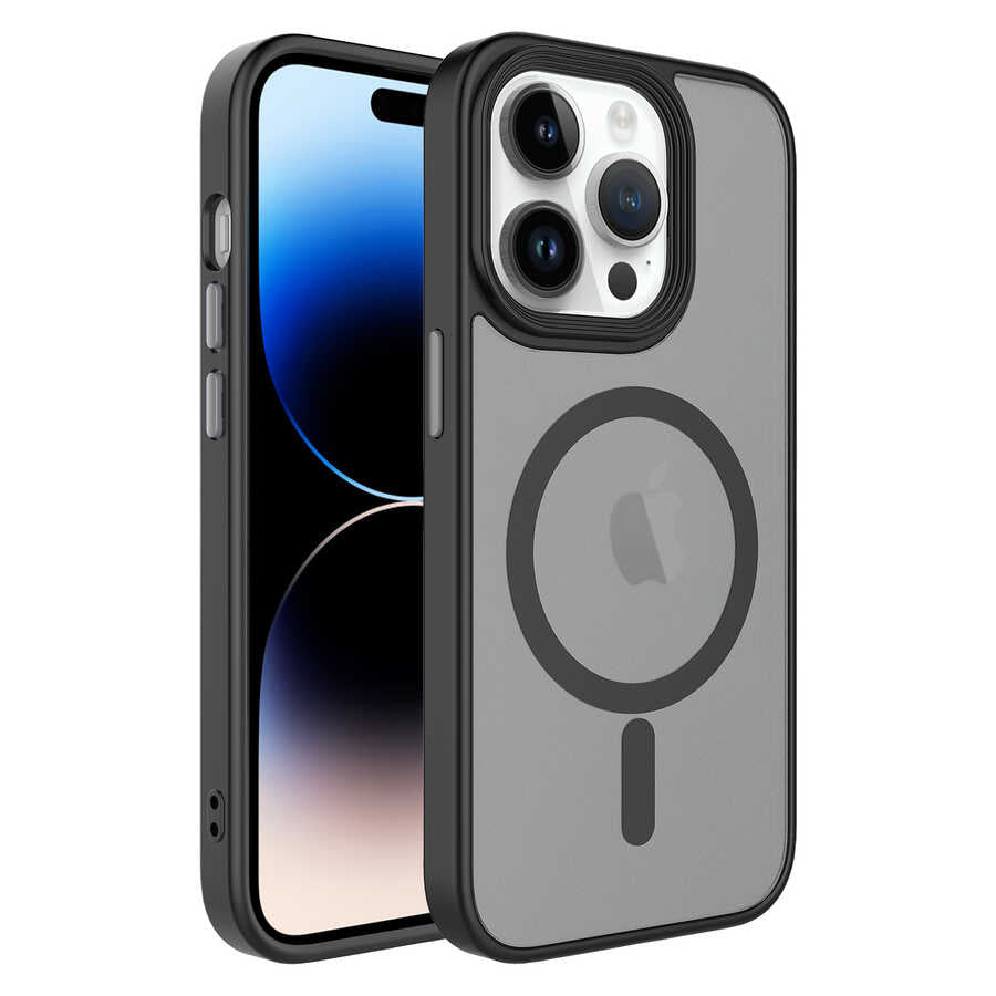 iPhone 14 Pro Kılıf Mat Arka Yüzey Wireless Şarj Özellikli Zore Flet M-safe Kılıf