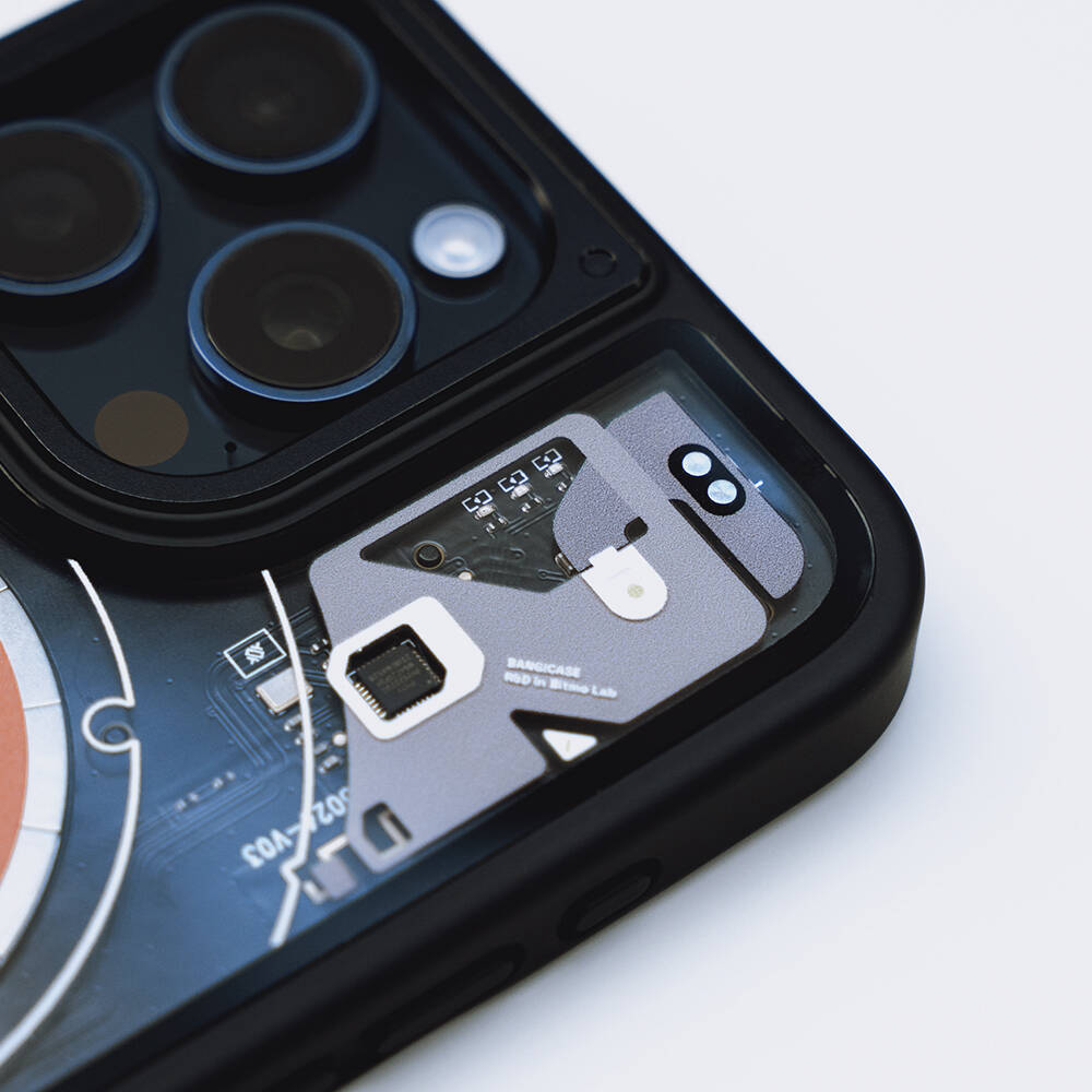 iPhone 14 Pro Kılıf Özelleştirilebilir 3 Fonksiyonlu Bluetooth Bağlantılı Bitmo Lab Bangcase Akıllı M-safe Kılıf