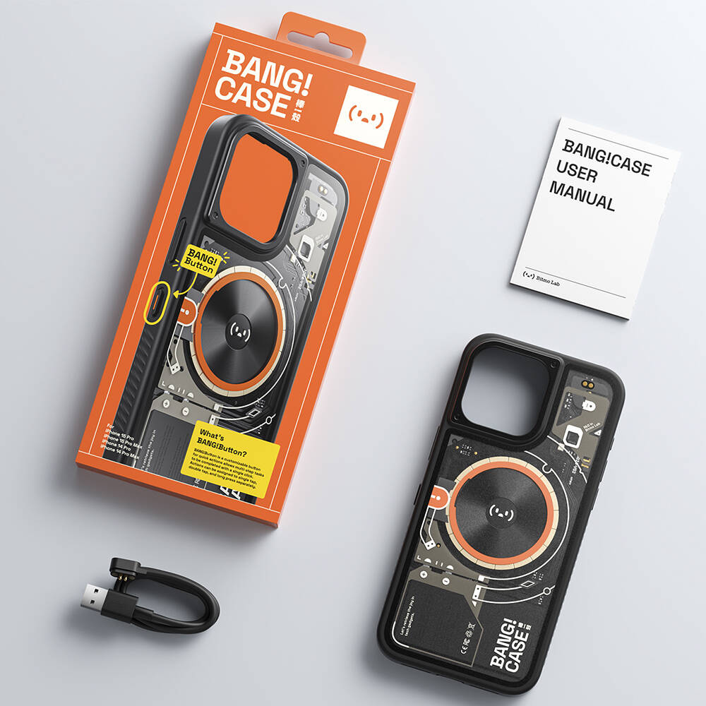 iPhone 14 Pro Kılıf Özelleştirilebilir 3 Fonksiyonlu Bluetooth Bağlantılı Bitmo Lab Bangcase Akıllı M-safe Kılıf