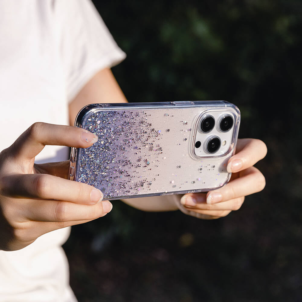 iPhone 14 Pro Kılıf Parlayan Simli Şeffaf Lisanslı Switcheasy Starfield Kılıf