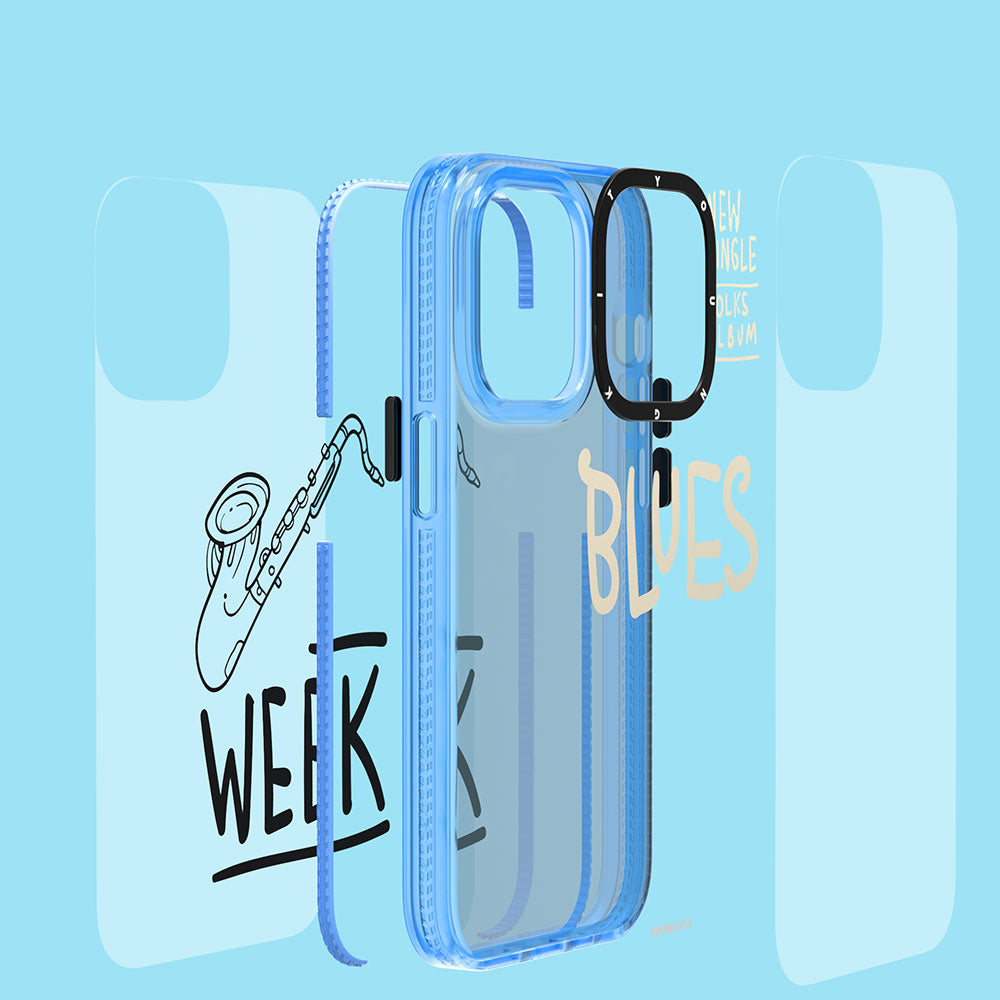 iPhone 14 Pro Kılıf Şeffaf Renkli Yazı Temalı Tasarım YoungKit Jazz Serisi Kılıf