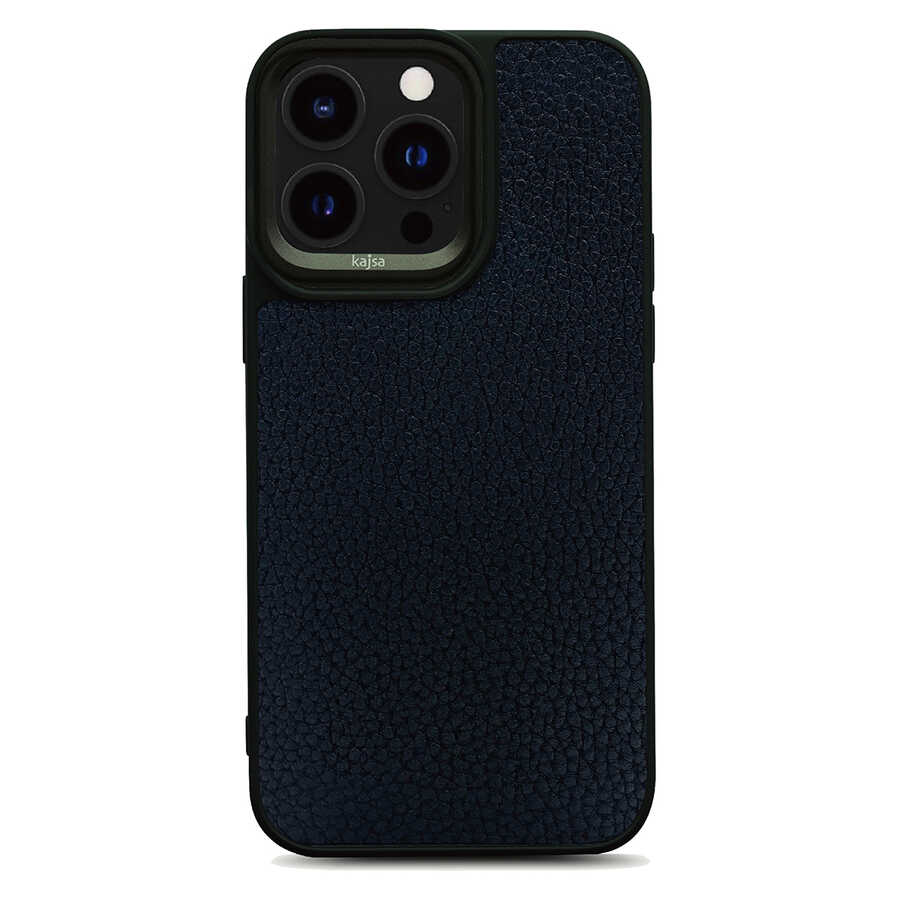 iPhone 14 Pro Kılıf Soft Deri Metal Kamera Çerçeveli Kajsa Litchi Kılıf