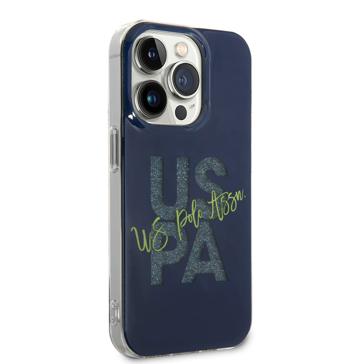 iPhone 14 Pro Kılıf U.S. POLO ASSN. Simli Parlak Alfabe Tasarım Kılıf