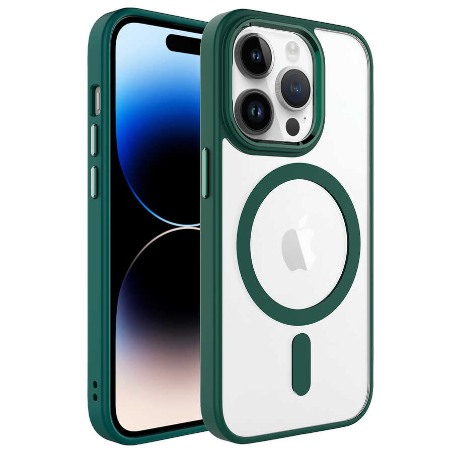 iPhone 14 Pro Kılıf Wireless Şarj Özellikli Zore Krom M-safe Silikon Kılıf