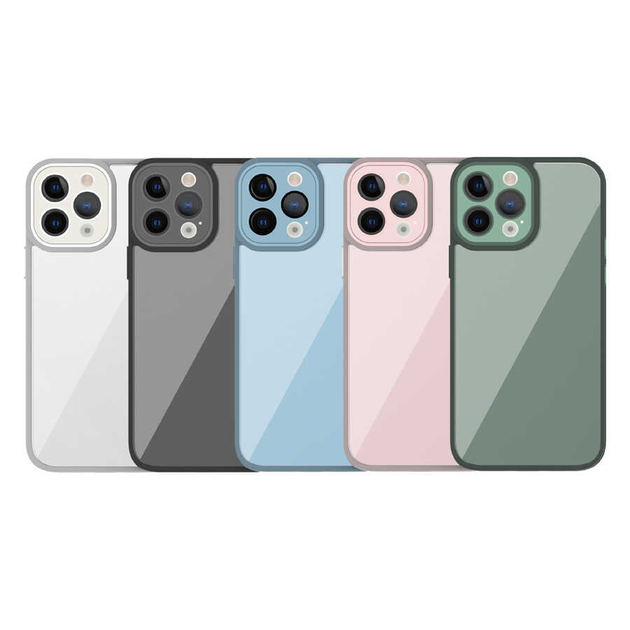 iPhone 14 Pro Kılıf Wiwu VCC-104 Lens Korumalı Renkli Kenar Arkası Şeffaf Vivid Clear Kılıf
