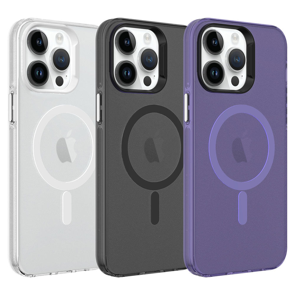 iPhone 14 Pro Kılıf Zore M-safe Şarj Özellikli Buzlu Transparan C-Pro Sert Kılıf