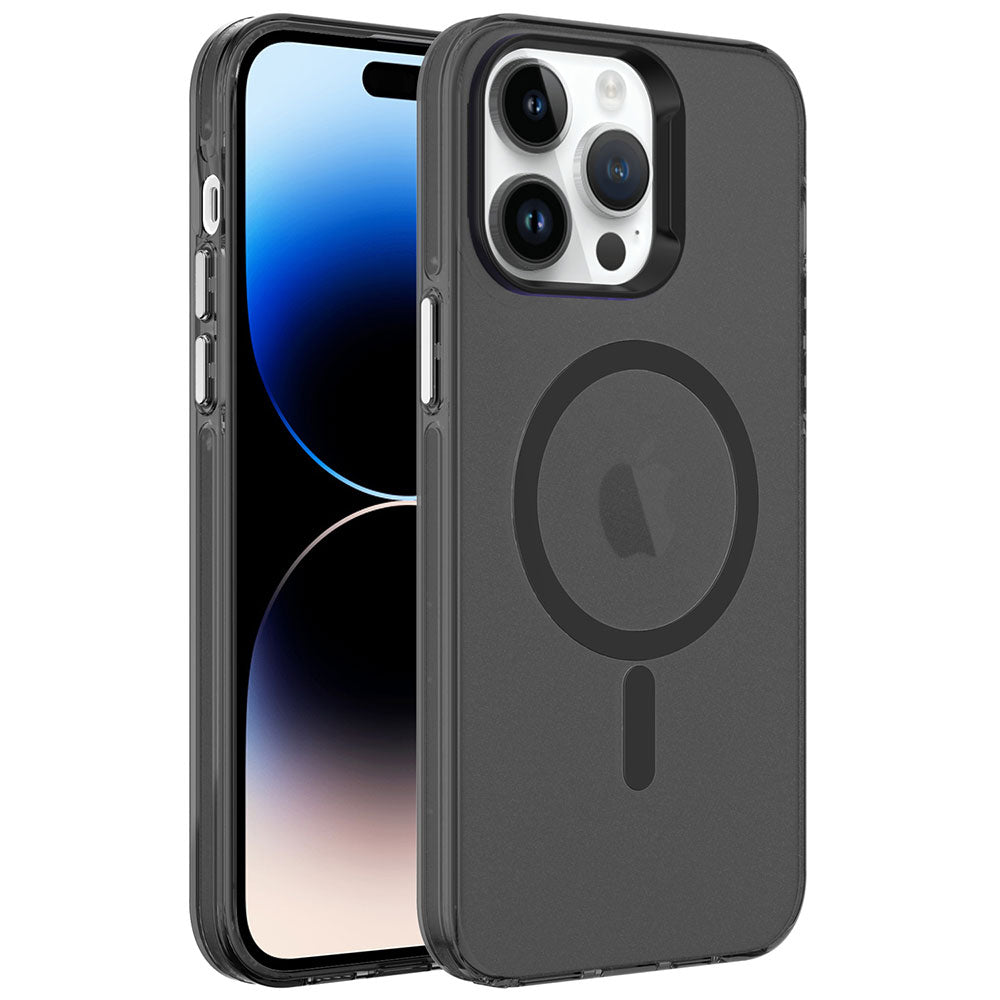 iPhone 14 Pro Kılıf Zore M-safe Şarj Özellikli Buzlu Transparan C-Pro Sert Kılıf