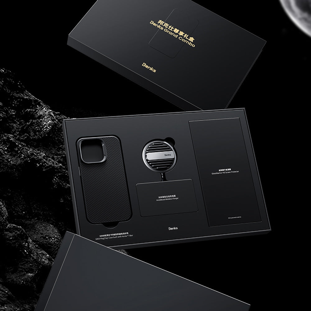 iPhone 14 Pro Max Benks Grand Combo MFM01 3in1 Aksesuar Seti Kılıf-Ekran Koruyucu-Wireless Şarj Aleti