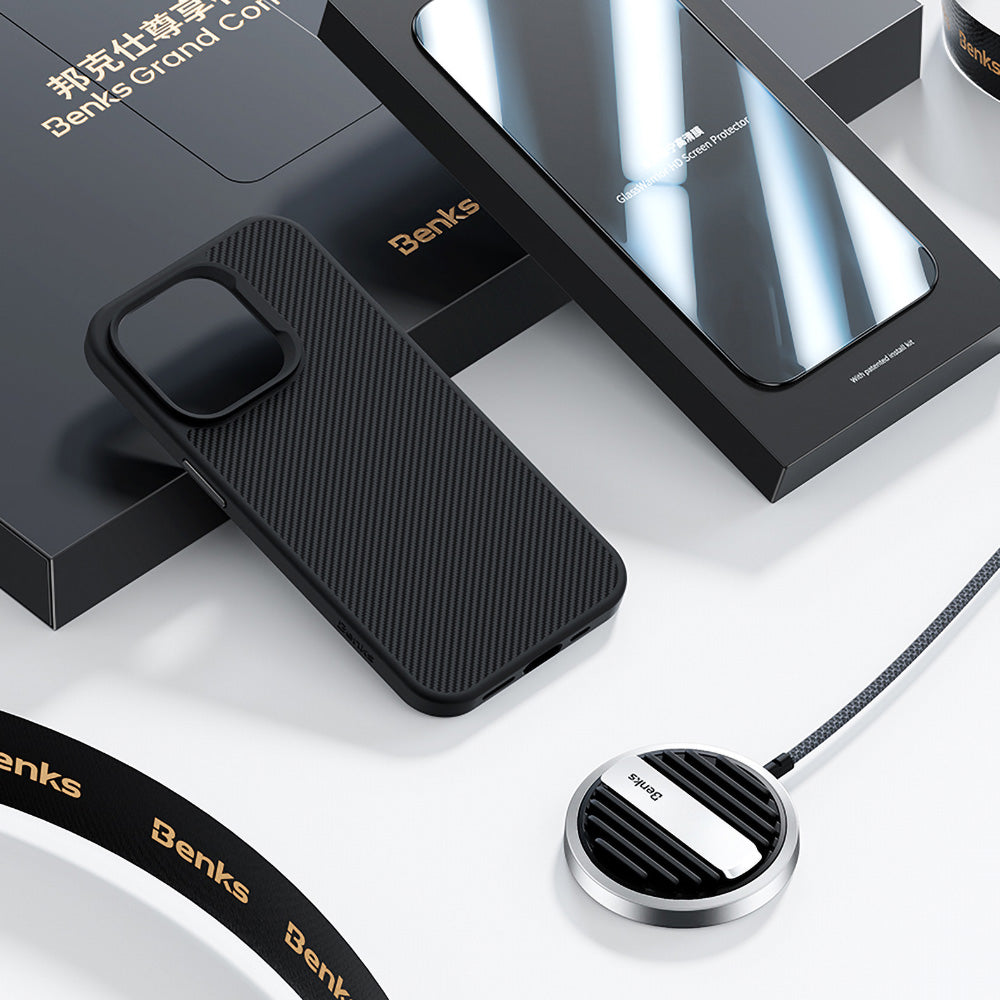 iPhone 14 Pro Max Benks Grand Combo MFM01 3in1 Aksesuar Seti Kılıf-Ekran Koruyucu-Wireless Şarj Aleti