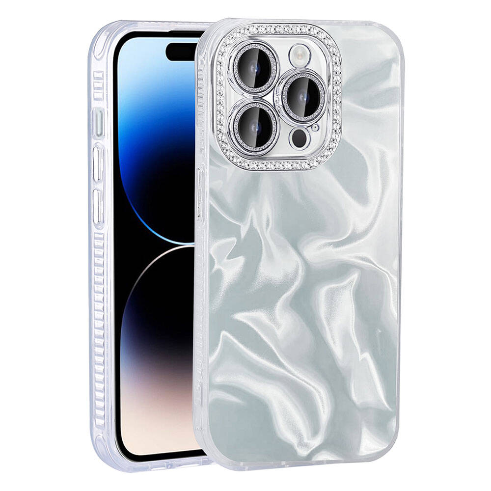 iPhone 14 Pro Max Kılıf Airbagli Parlak Taş Detay Tasarımlı Zore Esila Kılıf