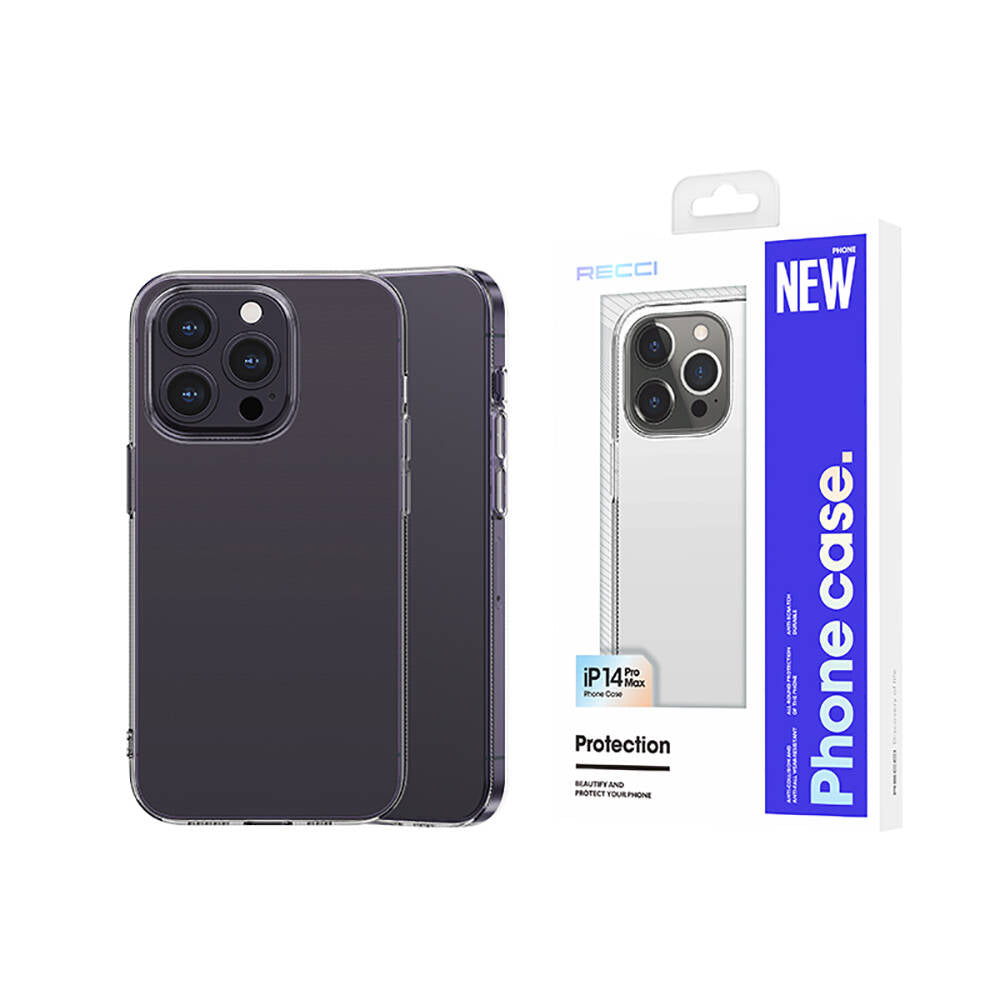 iPhone 14 Pro Max Kılıf Airbagli Şeffaf Darbe Emici Silikon Tasarımlı Recci Clarity Serisi Kılıf