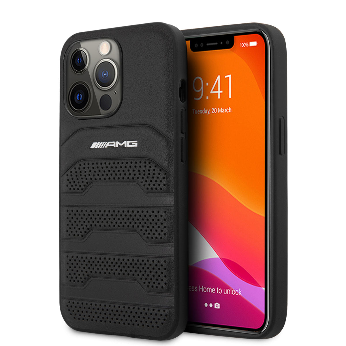 iPhone 14 Pro Max Kılıf AMG Leather Deri Çizgili Kabartmalı Dizayn Kılıf