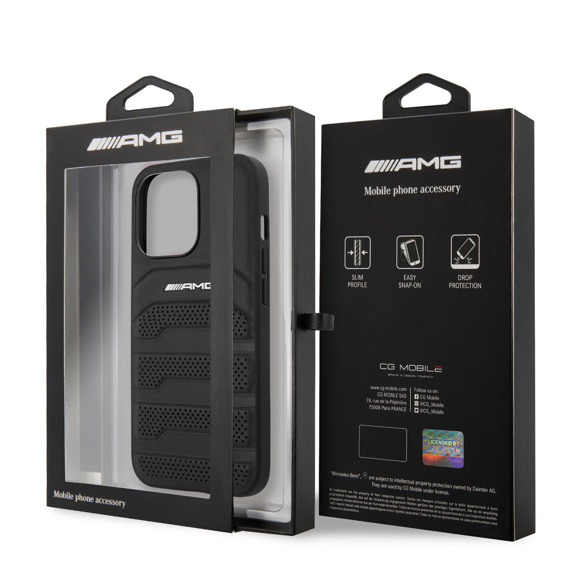 iPhone 14 Pro Max Kılıf AMG Leather Deri Çizgili Kabartmalı Dizayn Kılıf