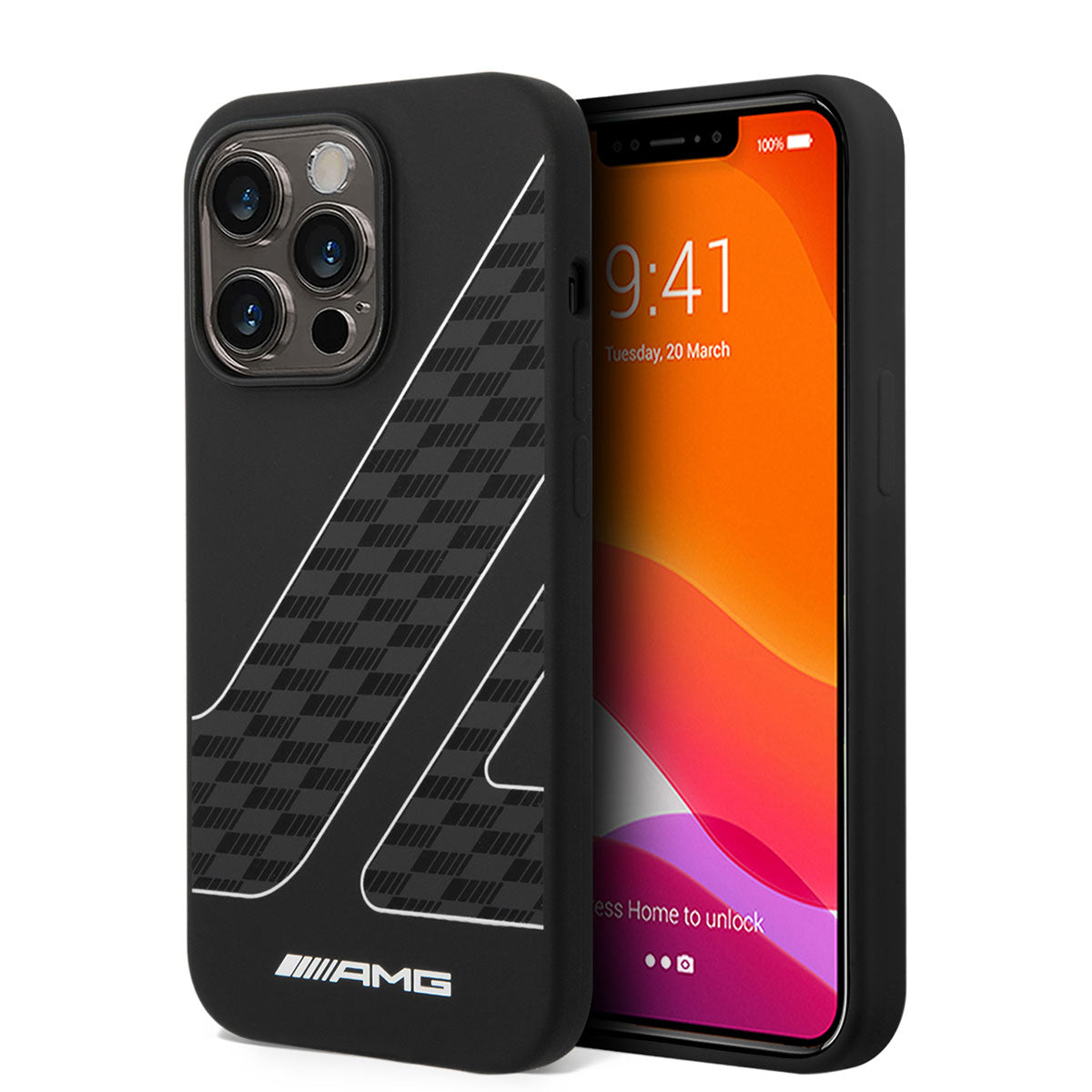 iPhone 14 Pro Max Kılıf AMG Liquid Silikon Damalı Bayrak Dizayn Kılıf