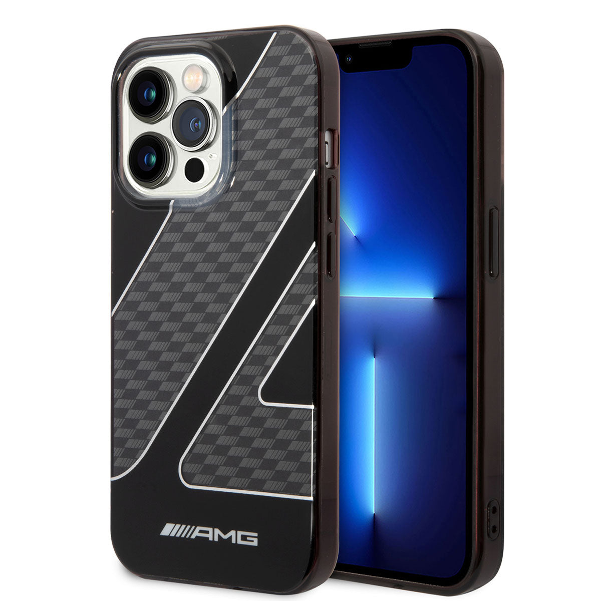 iPhone 14 Pro Max Kılıf AMG Transparan Çift Katmanlı Damalı Bayrak Dizayn Kılıf