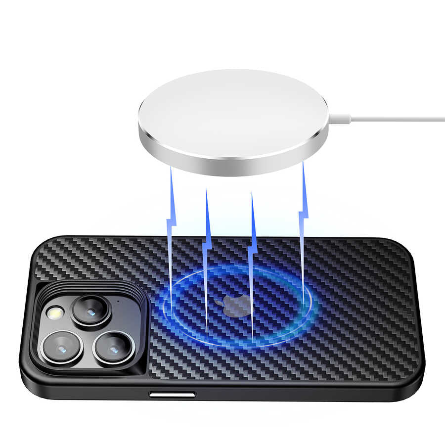 iPhone 14 Pro Max Kılıf Aramid Karbon Fiber M-safe Özellikli Wlons Radison Kılıf