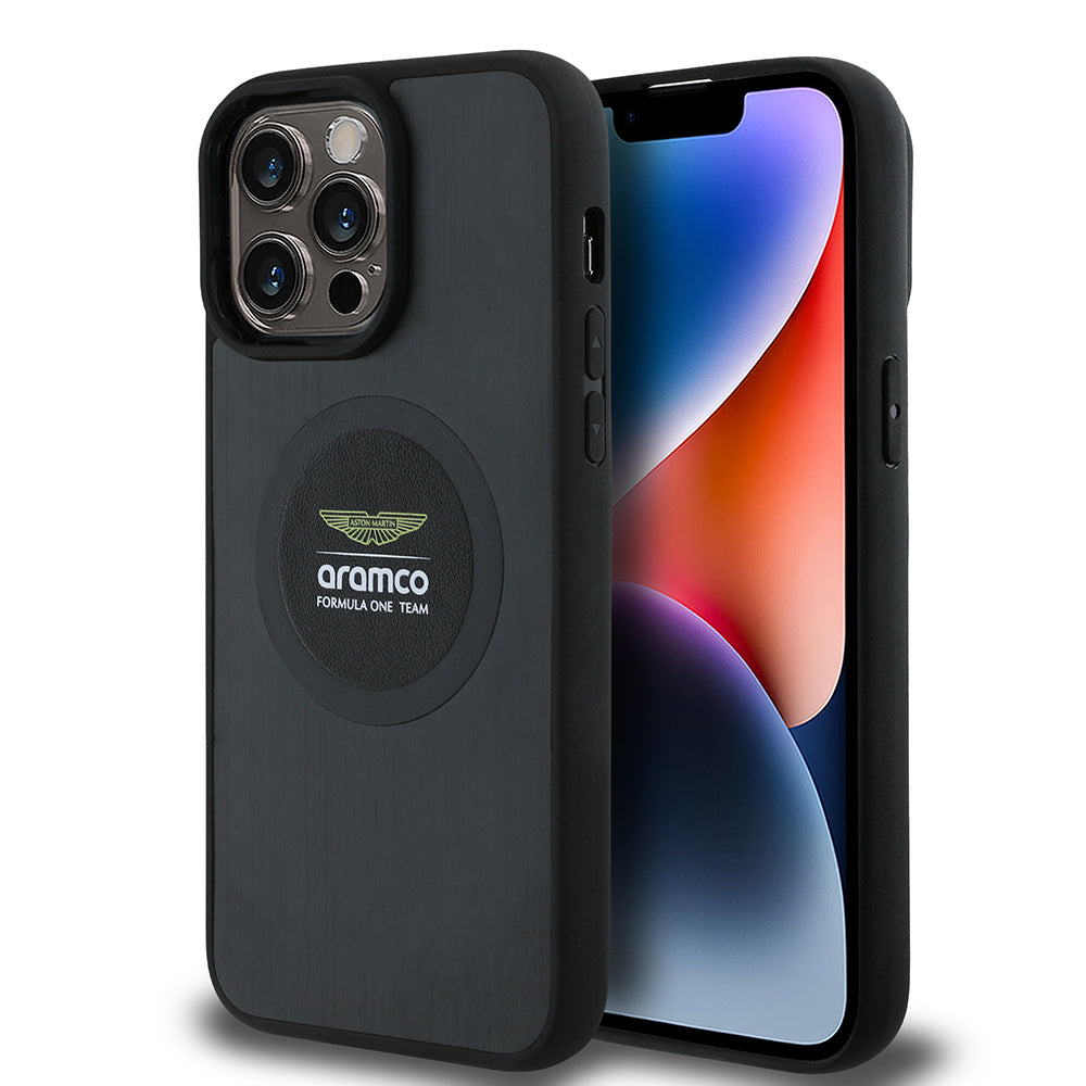 iPhone 14 Pro Max Kılıf Aston Martin Orijinal Lisanslı M-safe Şarj Özellikli Aluminyum Arka Yüzeyli Formula One Team Baskılı Kılıf
