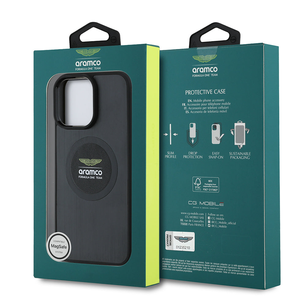 iPhone 14 Pro Max Kılıf Aston Martin Orijinal Lisanslı M-safe Şarj Özellikli Aluminyum Arka Yüzeyli Formula One Team Baskılı Kılıf