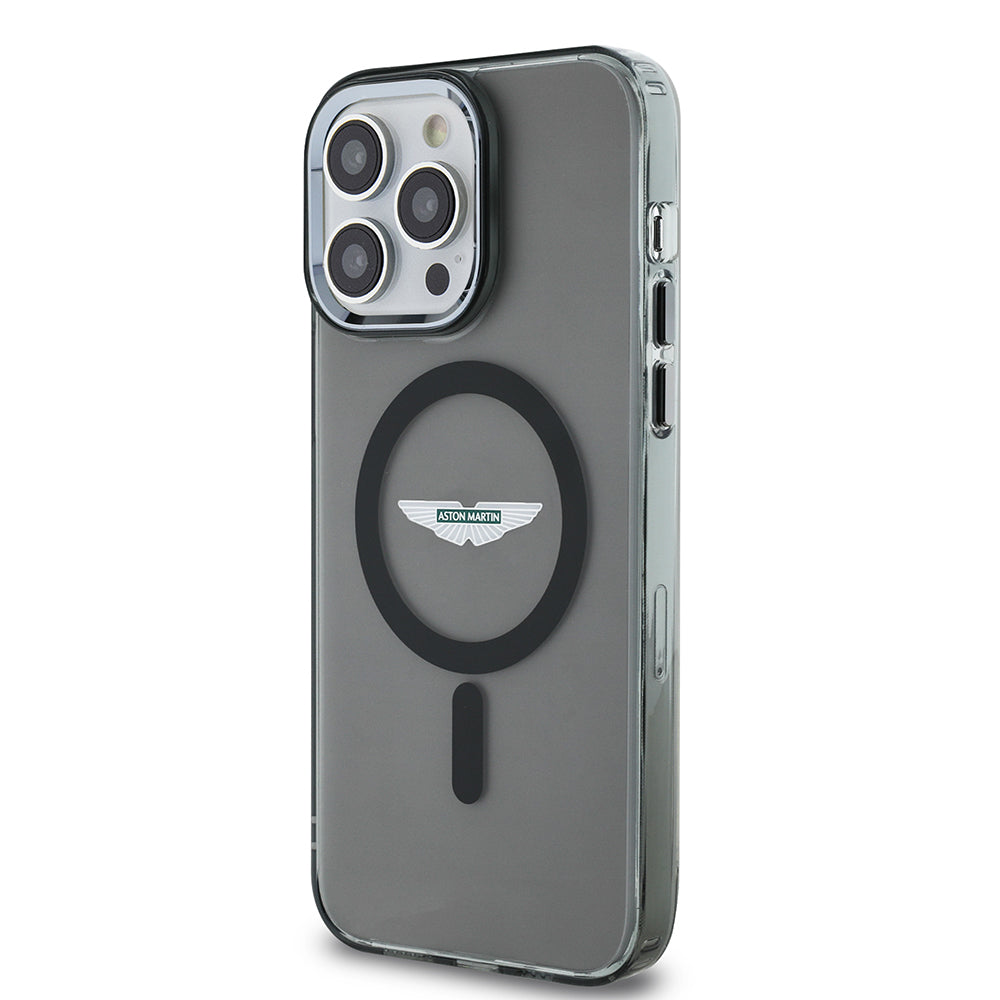 iPhone 14 Pro Max Kılıf Aston Martin Orijinal Lisanslı M-safe Şarj Özellikli IML Baskı Logolu Metal Düğmeli Kılıf