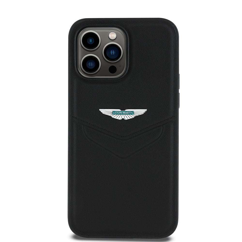 iPhone 14 Pro Max Kılıf Aston Martin Orijinal Lisanslı Victory Dizayn PU Deri Metal Logolu Kılıf