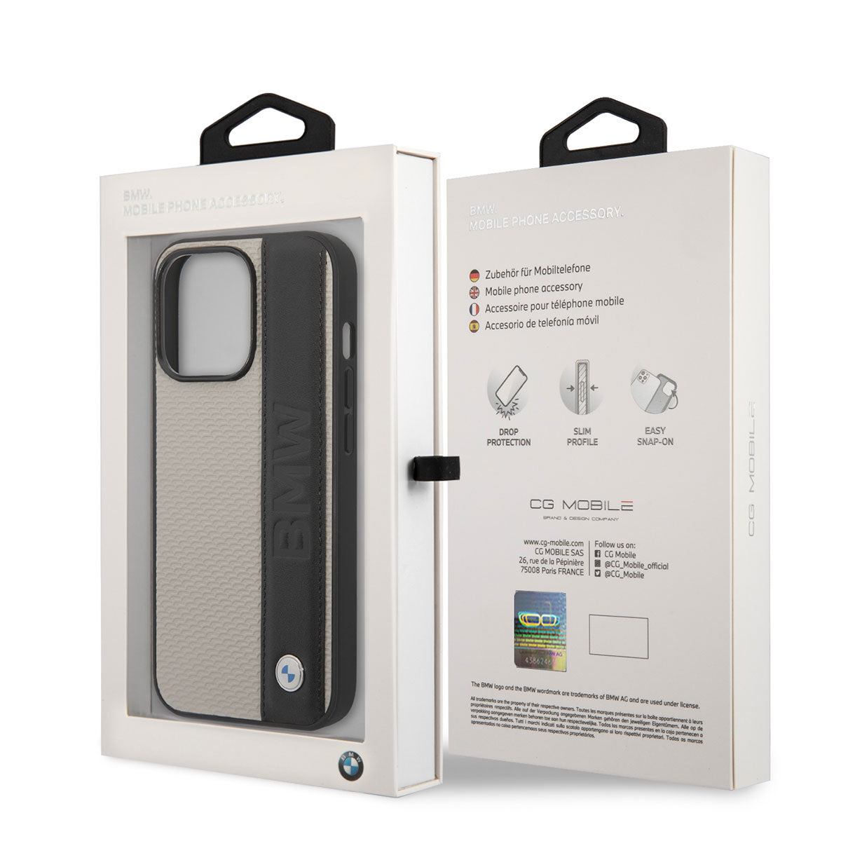 iPhone 14 Pro Max Kılıf BMW Orijinal Lisanslı Deri Dokulu Çizgili Dizayn Kılıf