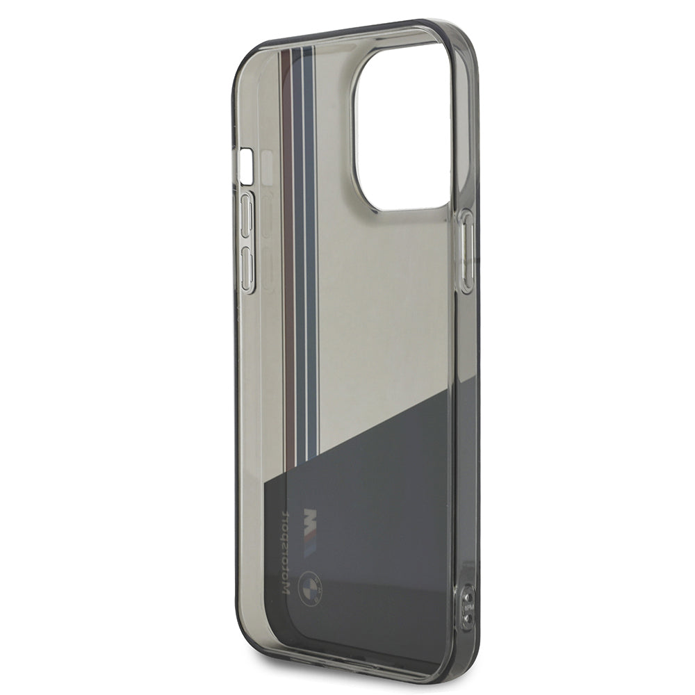 iPhone 14 Pro Max Kılıf BMW Orijinal Lisanslı Yarı Transparan M Dizayn Çizgili Kılıf